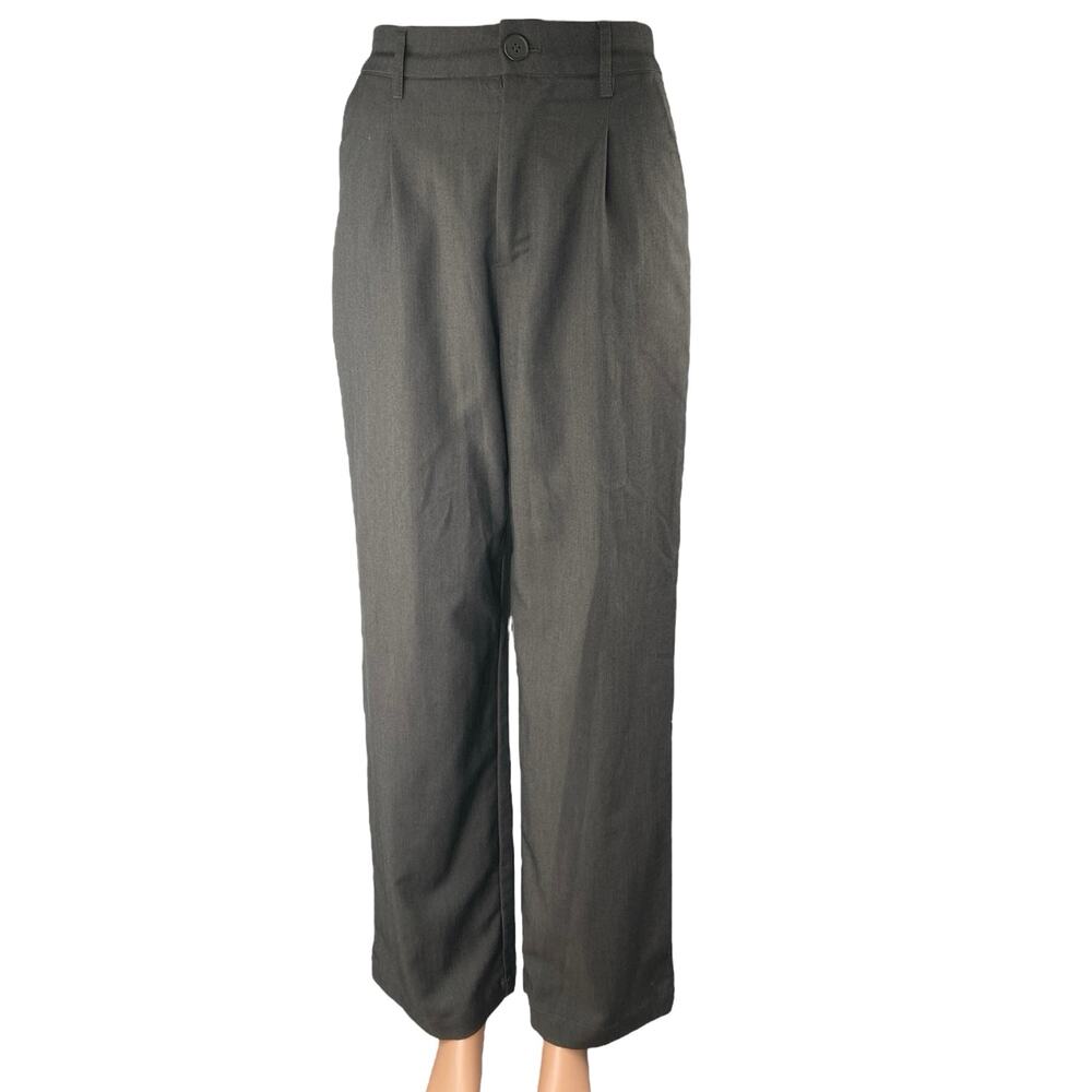 H&M Women's Gray High Waisted Pleated Wide Leg Trousers Dress Pants Size XS